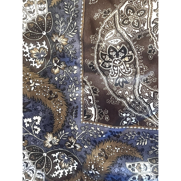 Vintage Signed ANNE KLEIN 100% Silk Print Scarf M/I Japan Brown Grey Beige - Picture 1 of 9
